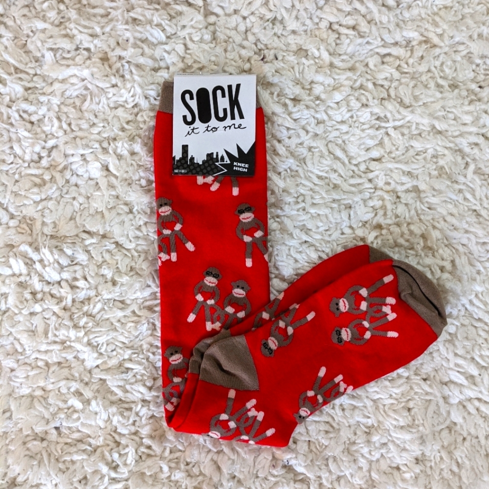Red Sock Monkey Knee High Socks